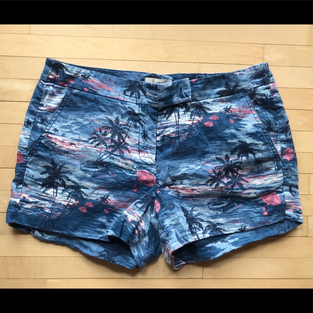 J. Crew linen beach Hawaiian print shorts